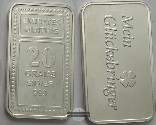  Emirates Minting 20g Silberbarren FM-Frankfurt  Feingewicht: 19,98g Feinsilber  eingeschweisst   
