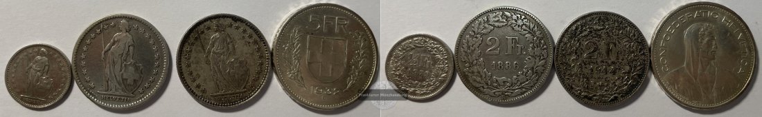  Schweiz. Lot versch. Wert Franken versch. Jg. FM-Frankfurt Gewicht: 37g   