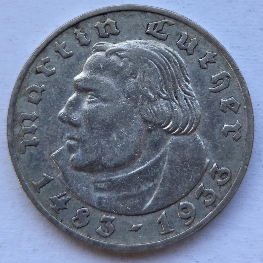  Deutsches Reich: 2 Mark Luther (Jaeger 352), 1933 A   