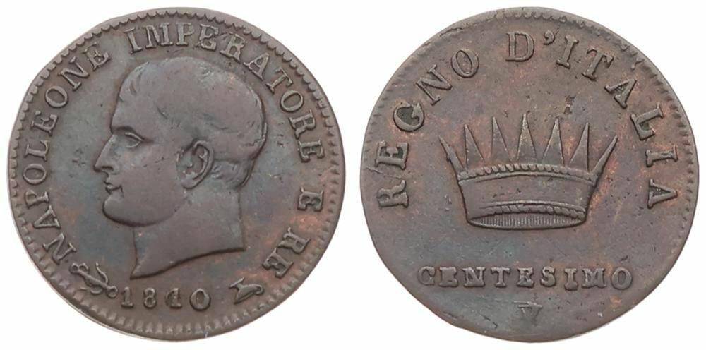  Italian States, Kingdom of Napoleon, Napoleon I, 1 Centesimo Copper 1810V   