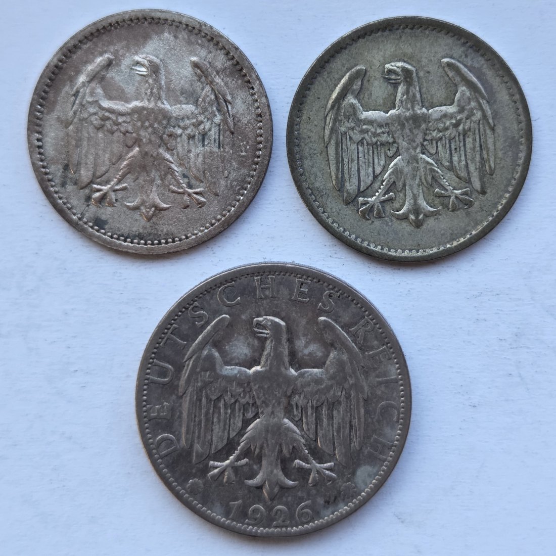  Weimarer Republik: Lot aus drei Silberkleinmünzen, zusammen 10 g Feinsilber   