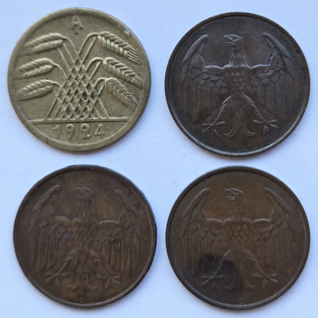  Weimarer Republik: Lot aus vier Kleinmünzen   