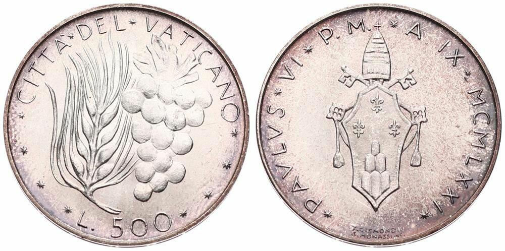  Vatican City, City State, 500 Lire Silver 1971/IX   