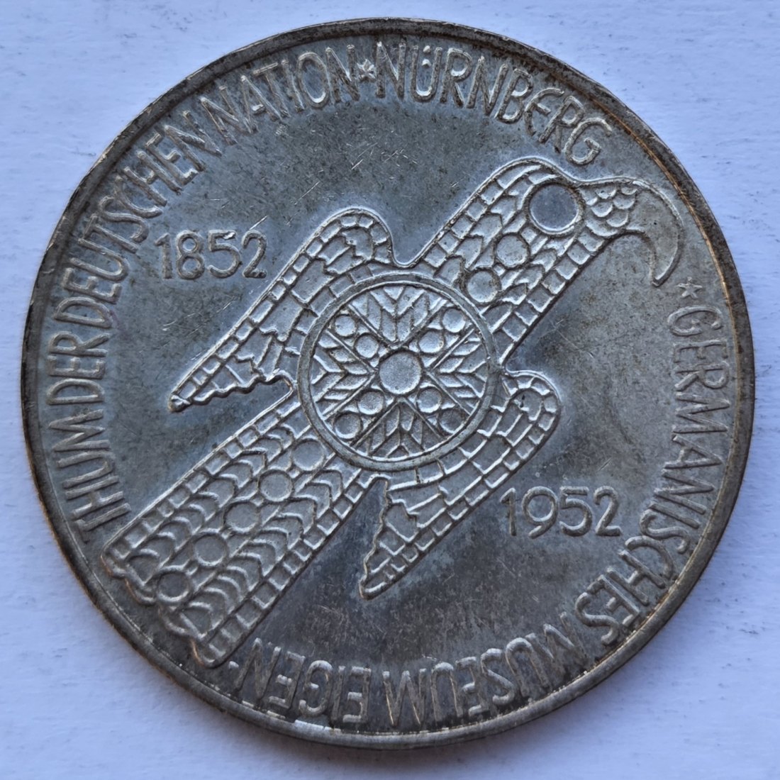  Deutschland: 5 DM Germanisches Museum 1952   