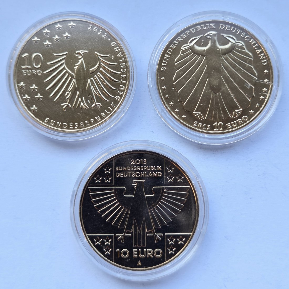  Deutschland: 3 x 10 Euro vergoldet   