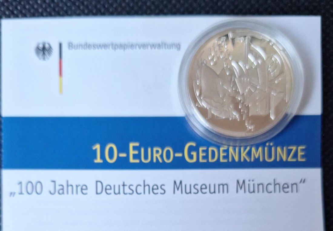  Silbermünze in PP: BRD 10 Euro 2003 D, 100 Jahre Deutsches Museum München, Feingewicht 16,65 Gramm   