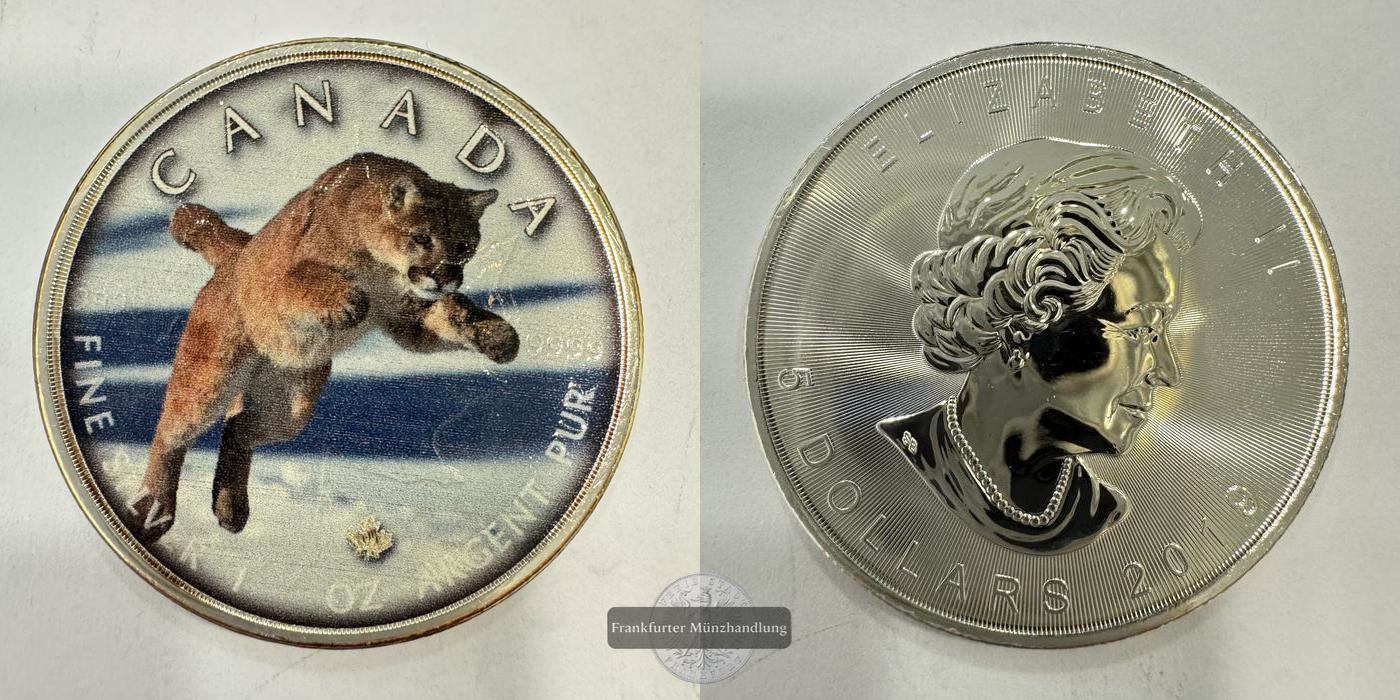  Kanada 5 Dollars (Elizabeth II) Cougar Coloured 2019 FM-Frankfurt Feinsilber: 31,1g   