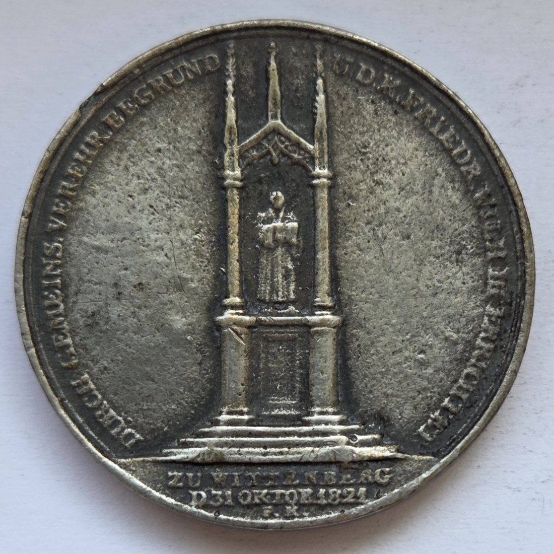 Zinnmedaille auf die Einweihung des Lutherdenkmals in Wittenberg von 1821   