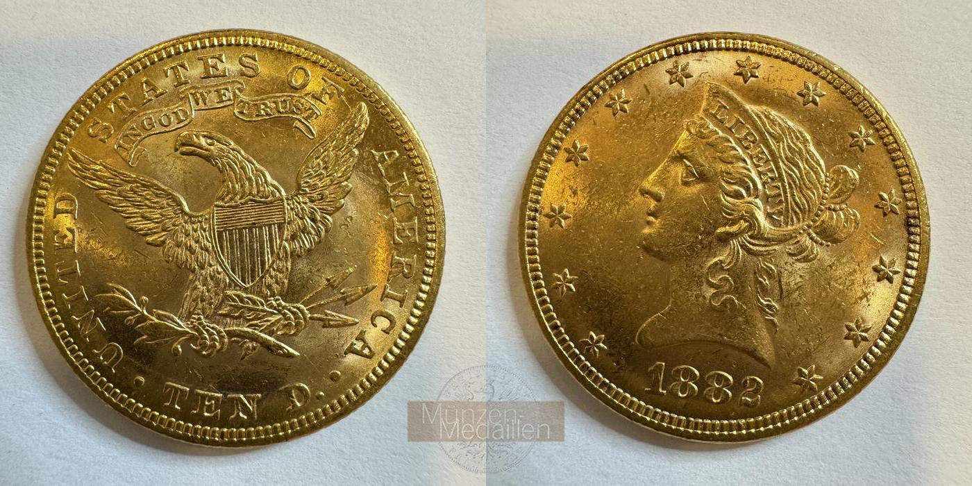 USA 10 Dollar MM-Frankfurt Feingold: 15,05g Eagle Liberty Head 1882 
