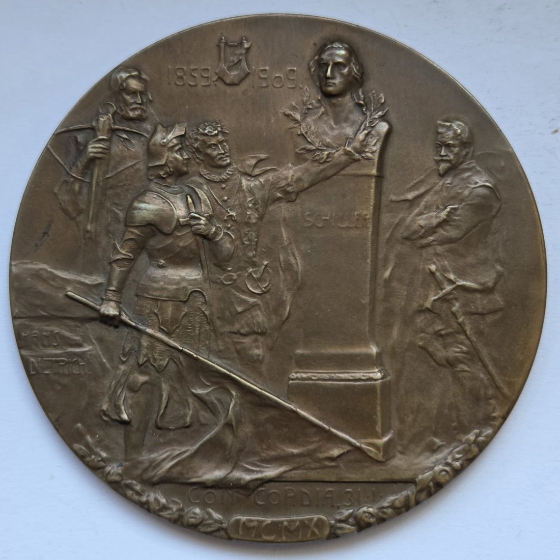  Große Bronzeplakette auf den 50. Todestag Schillers von 1910   