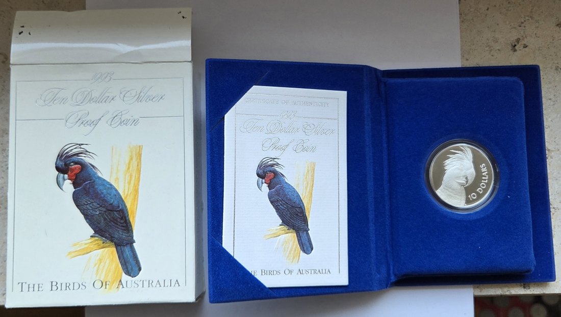  Australien: 10 Dollars Cockatoo 1993, enthält 18,5 g Feinsilber   