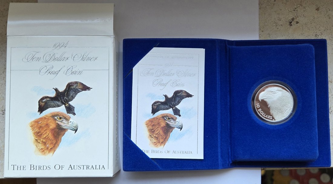 Australien: 10 Dollars Adler 1994, enthält 18,5 g Feinsilber   
