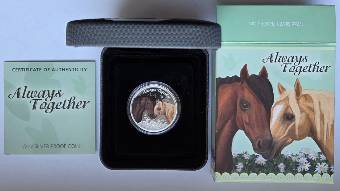  Tuvalu: 50 Cents Pferde 2017, 1/2 Unze Feinsilber   