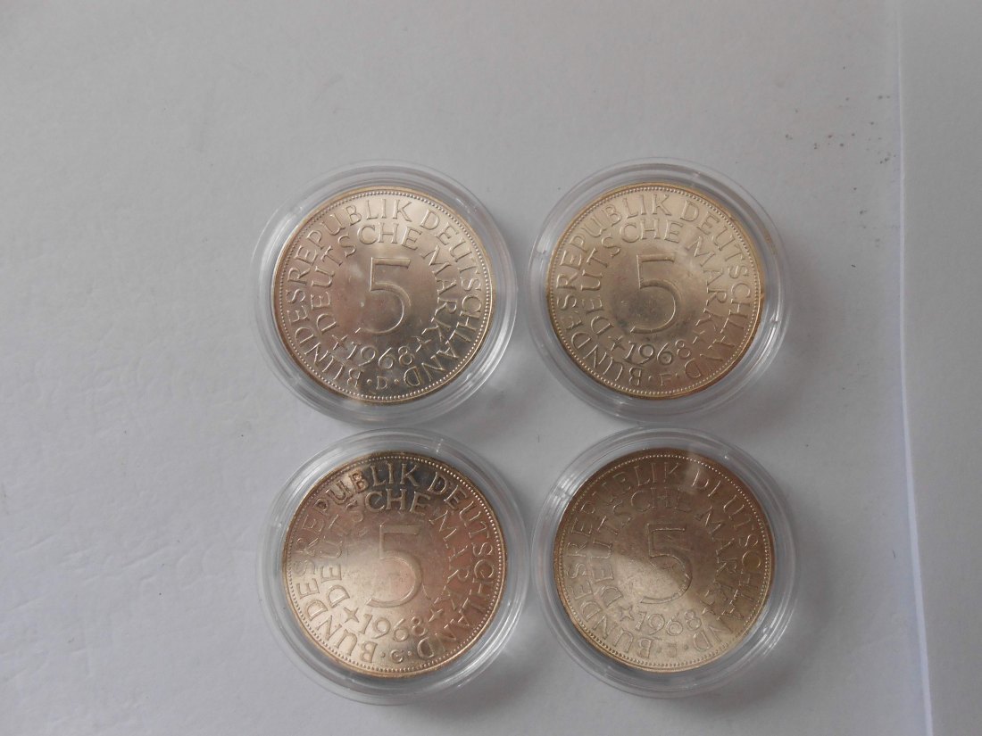  Deutschland /5 DM Silberadler 1968  D F G J komplett   