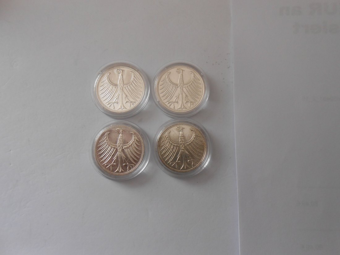  Deutschland /5 DM Silberadler 1968  D F G J komplett   