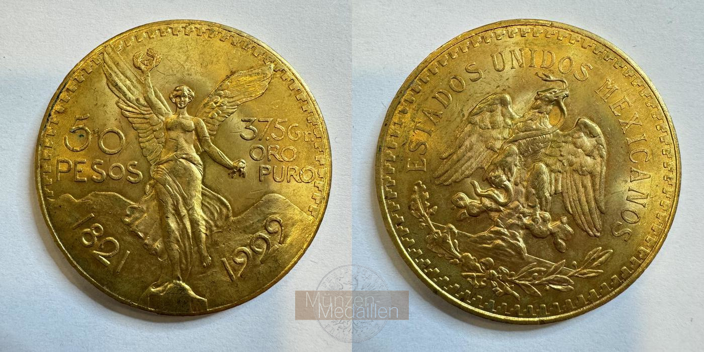  Mexiko 50 Pesos Centenario (Independence) 1929 (1921-1947) MM-Frankfurt KM#481 Feingold: 37,5g   