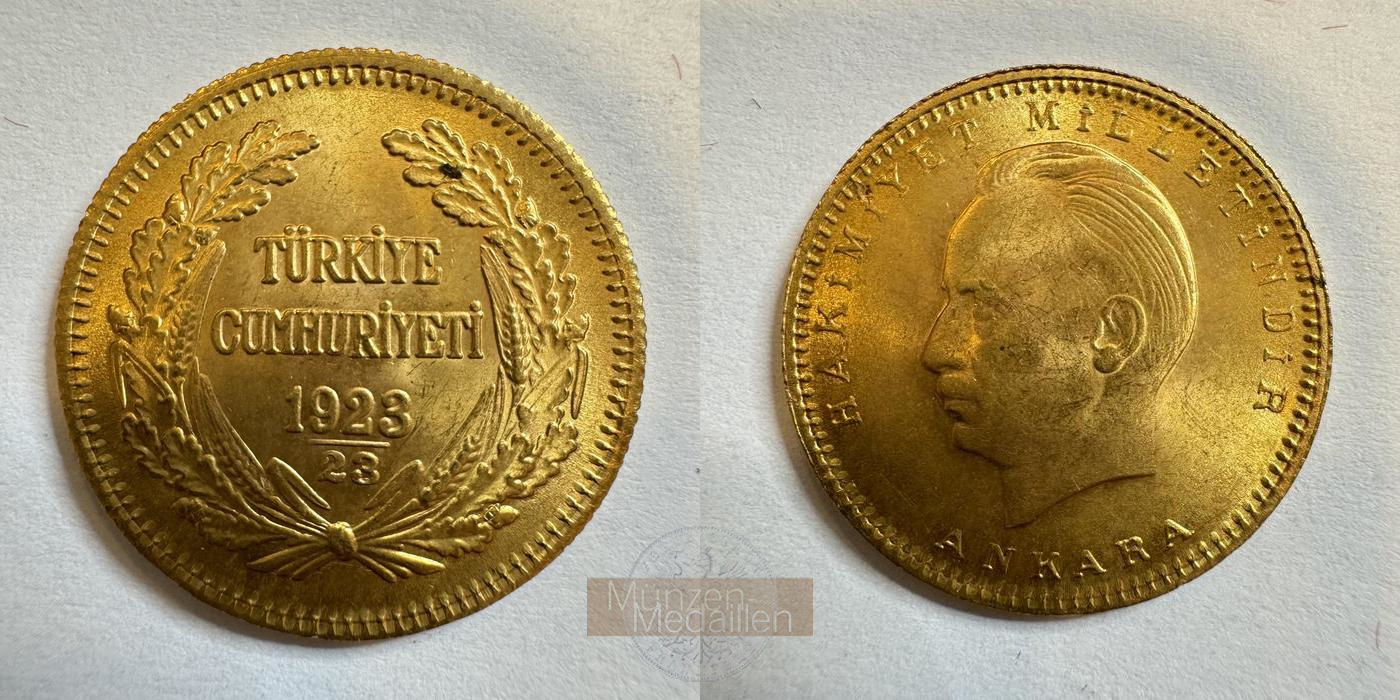 Türkei (Republik) 100 Kurush MM-Frankfurt KM#854 Feingold: 6,62g Ismet İnönü's 1923//23 