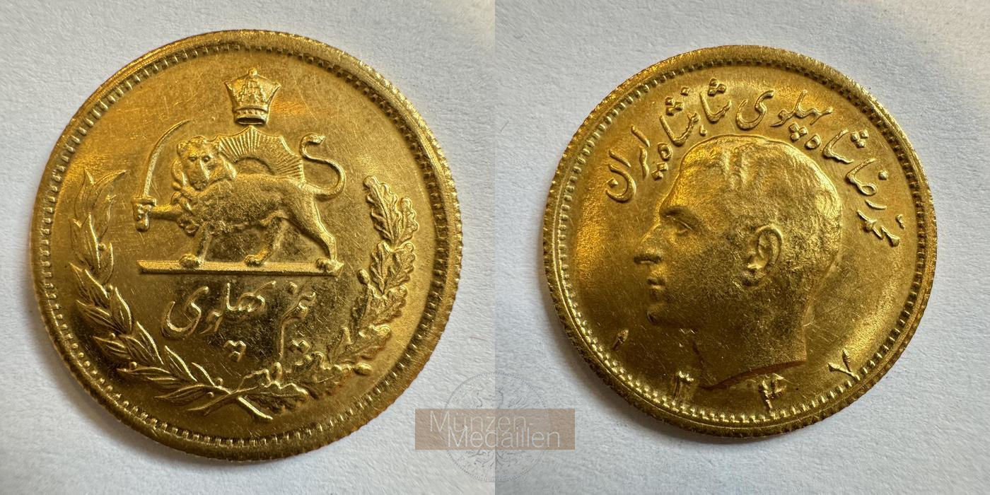  Iran 1 Pahlavī Mohammad Rezā Pahlavī 1347 (1968) MM-Frankfurt Feingold: 7,322g   