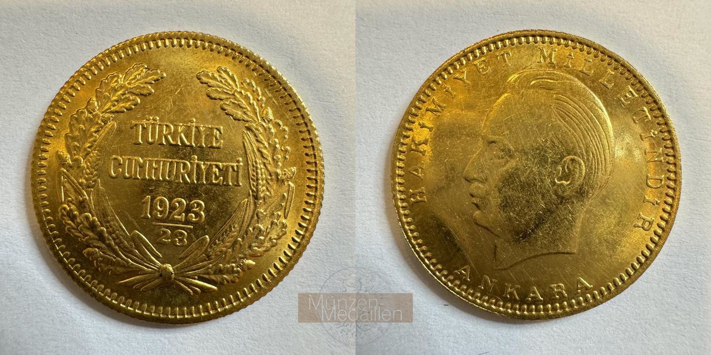 Türkei (Republik) 100 Kurush MM-Frankfurt KM#854 Feingold: 6,62g Ismet İnönü's 1923//23 
