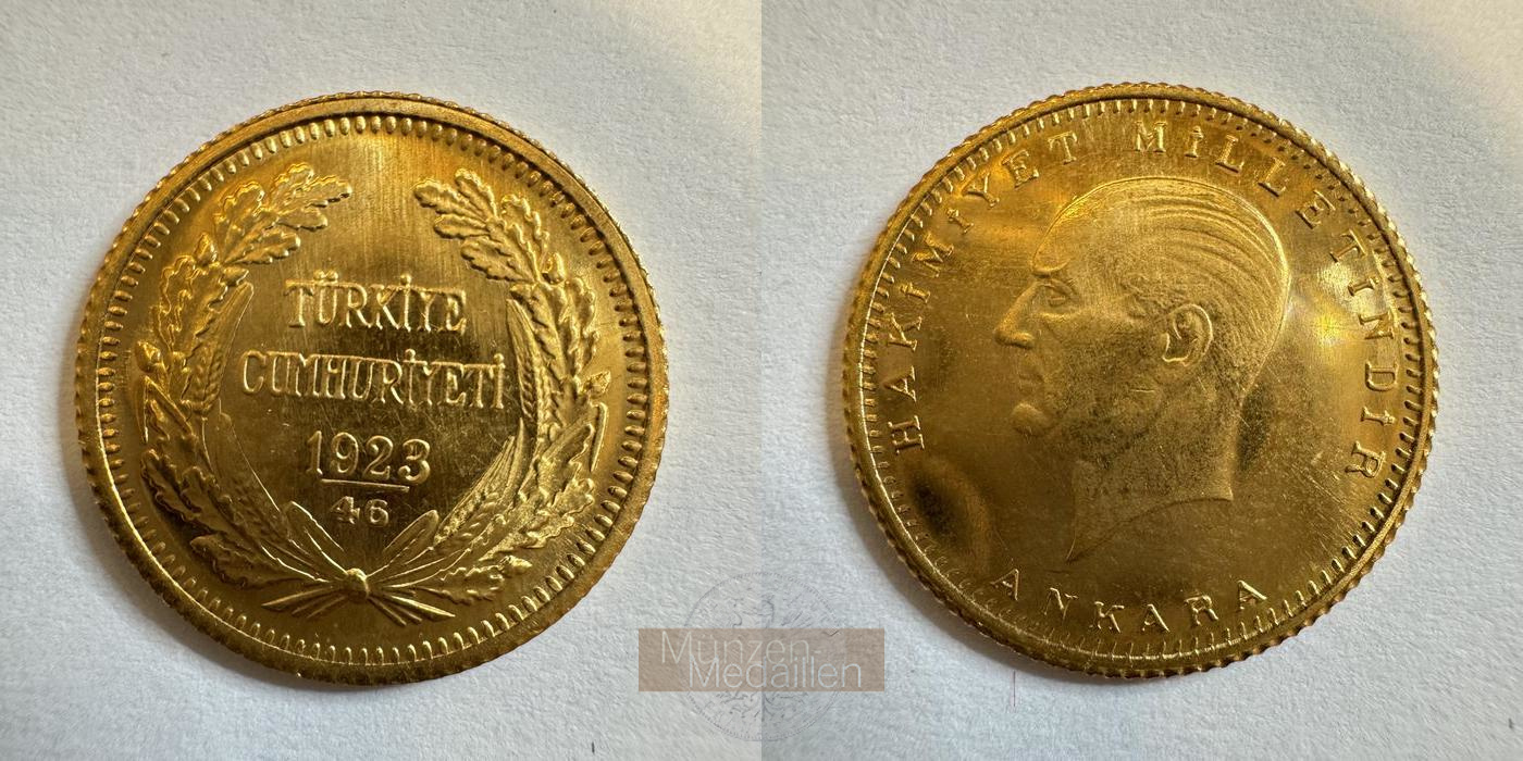  Türkei 50 Kuruş (Gold Bullion Coinage) 1923//46 MM-Frankfurt KM#853 Feingold: 3,31g   