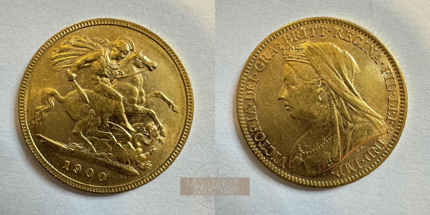 Grossbritannien, Victoria (1838-1901) MM-Frankfurt Feingold: 3,66g 1/2 Sovereign 1900 