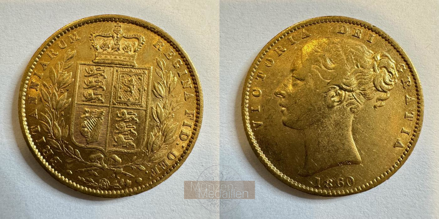 UK 1 Sovereign Victoria (Shield) 1860 (1838-1874) MM-Frankfurt KM#736 Feingold: 7,33g   