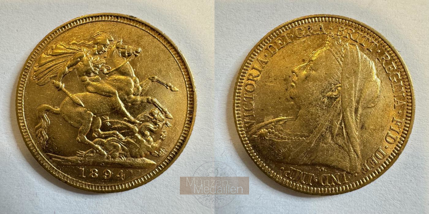 Australien Sovereign  1894 S MM-Frankfurt KM#13 Feingold: 7,32g (Victoria 1837-1901)  
