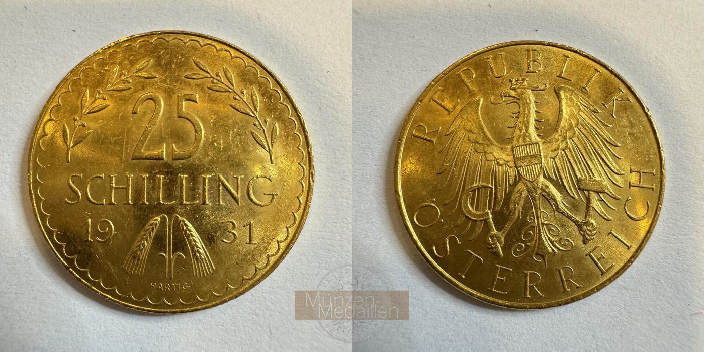 Österreich MM-Frankfurt Feingold: 5,29g 25 Schilling 1931 