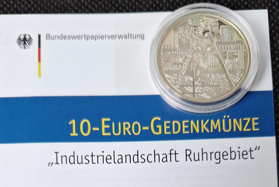  Silbermünze PP: BRD 10 Euro 2003 F, Industrielandschaft Ruhrgebiet, Feingewicht 16,65 Gramm   