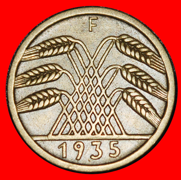  Ⰺ THIRD REICH (1933–1945): GERMANY ★ 5 REICHSPFENNIGS 1935F WUERTTEMBERG!★LOW START★NO RESERVE!   