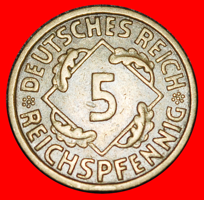  Ⰺ THIRD REICH (1933–1945): GERMANY ★ 5 REICHSPFENNIGS 1935F WUERTTEMBERG!★LOW START★NO RESERVE!   