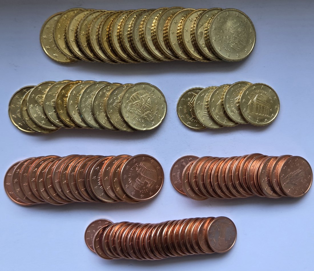  San Marino: Euromünzen, zusammen 11,25 Euro   