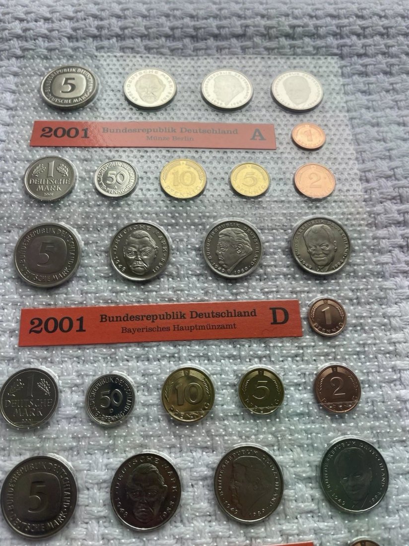  Deutschland KMS D-Mark 2001 A D F G J in Stempelglanz   