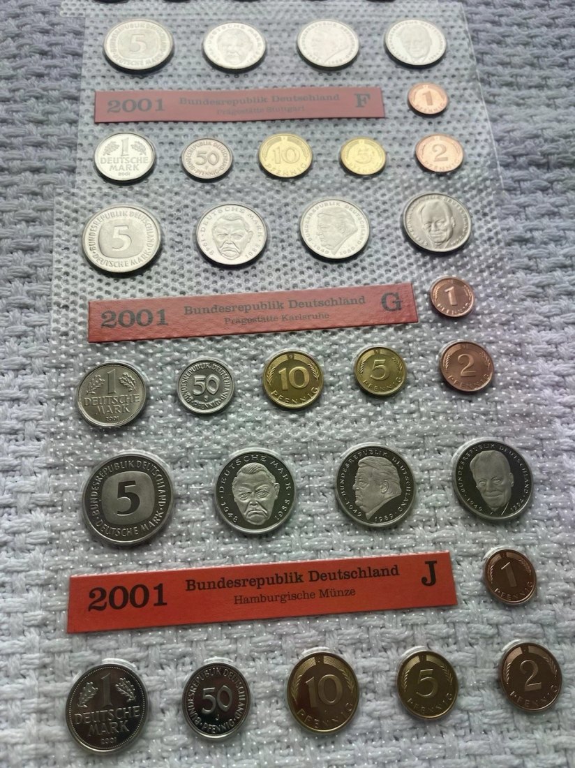  Deutschland KMS D-Mark 2001 A D F G J in Stempelglanz   
