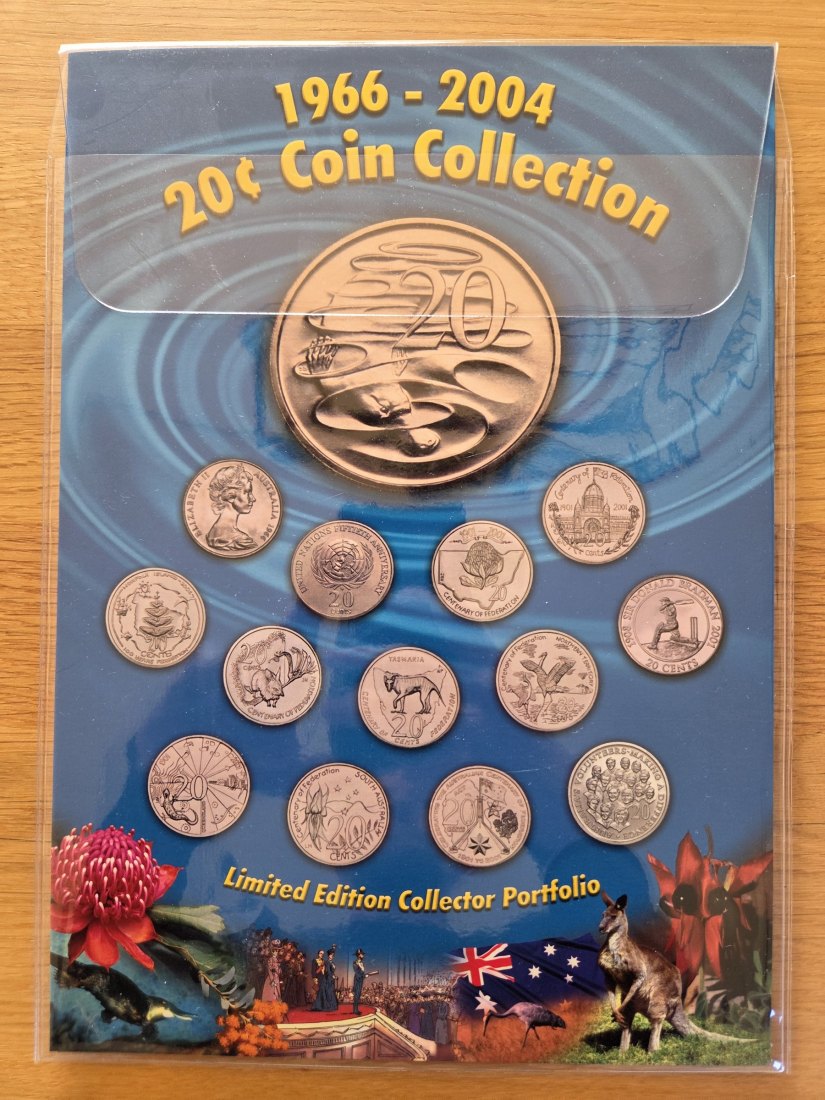  Australien: Coincard mit 13 verschiedenen 20 Cent   