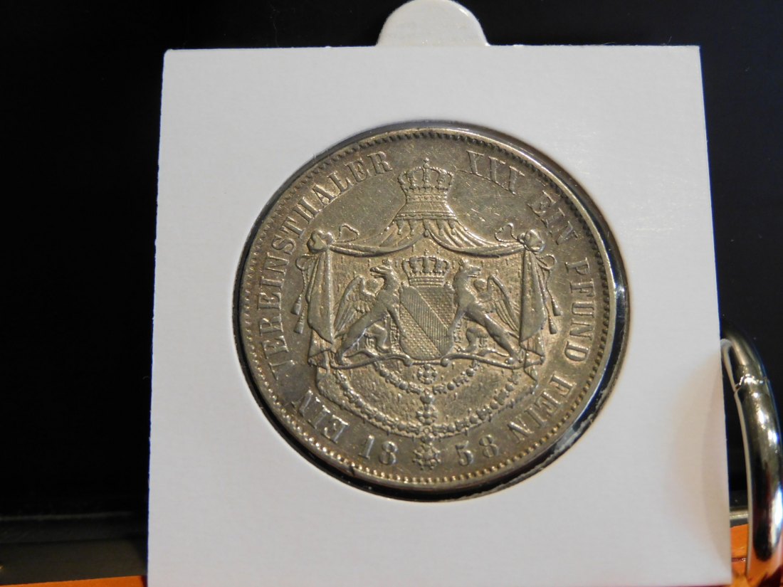  GERMANY 1 THALER 1858 BADEN.GRADE-PLEASE SEE PHOTOS.   