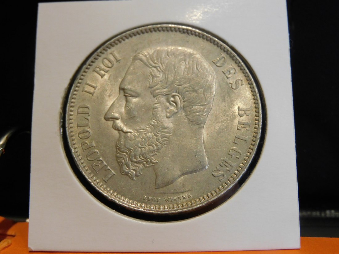 BELGIUM 5 FRANCS 1874.GRADE-PLEASE SEE PHOTOS.