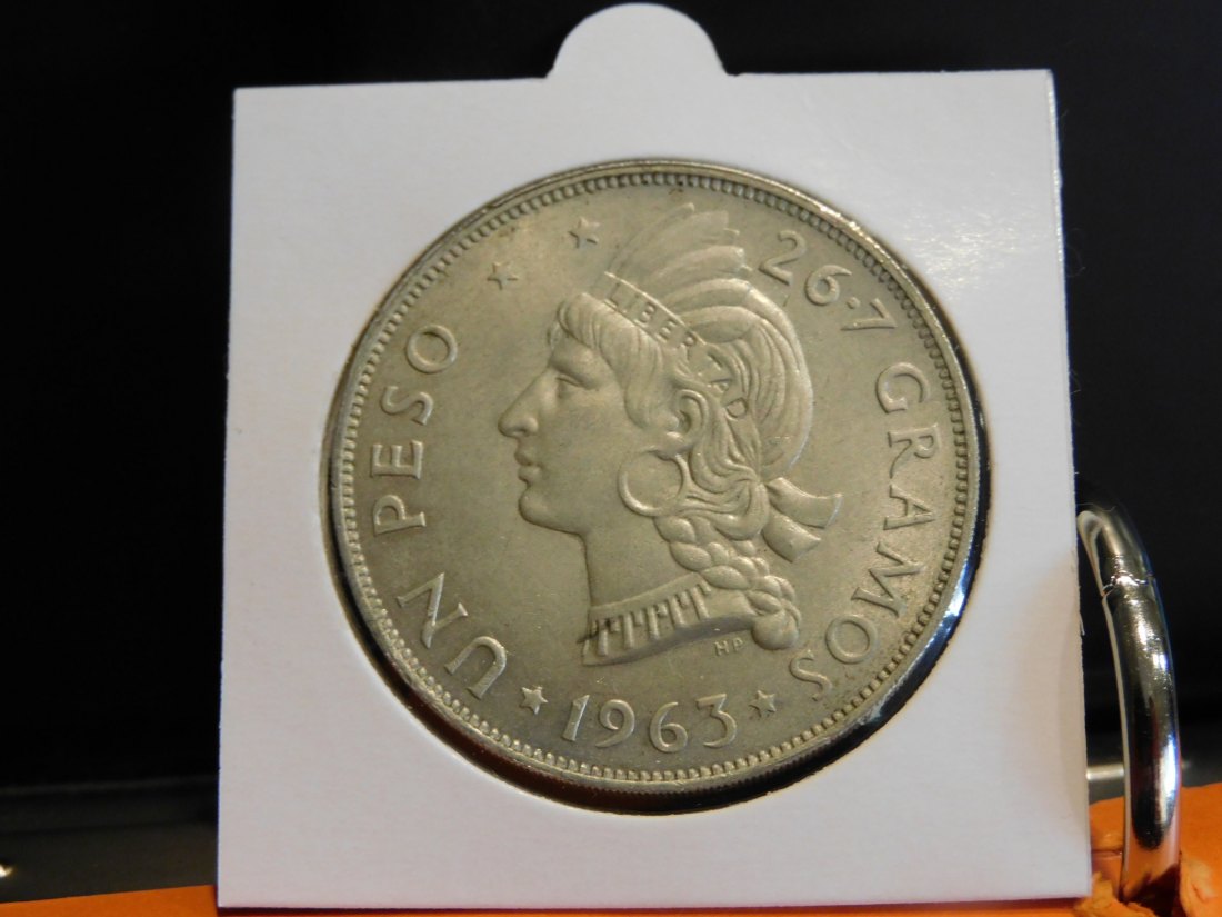 DOMINICAN REPUBLIC 1 PESO 1963.GRADE-PLEASE SEE PHOTOS.