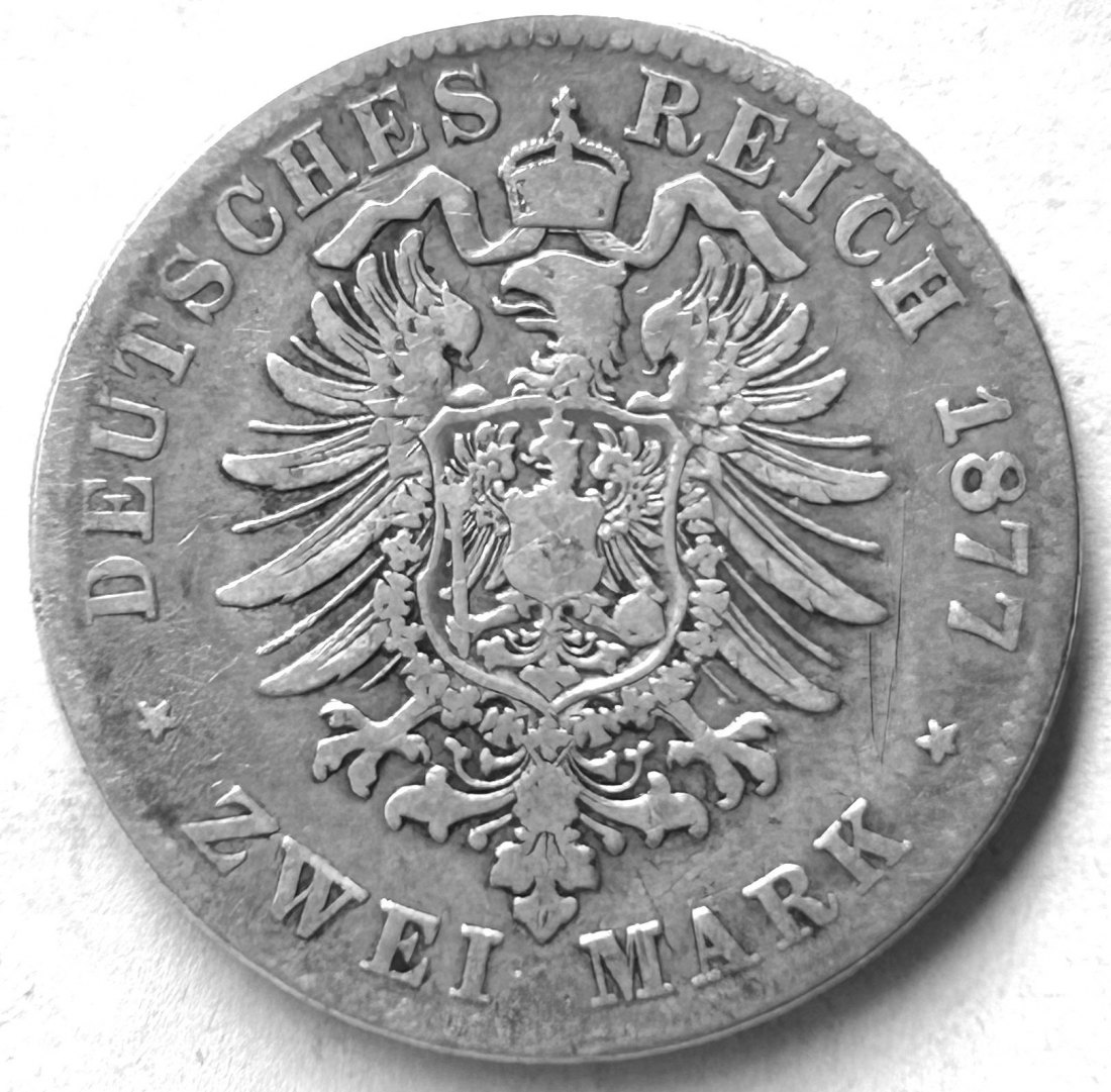  Kaiserreich / Hessen 2 Mark 1877 H Jäger 66   
