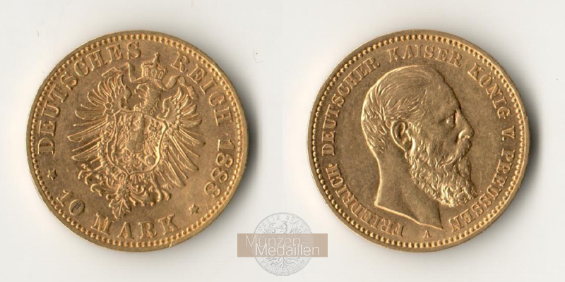 Deutsches Kaiserreich, Preussen. MM-Frankfurt Feingewicht: 3,58g Gold Friedrich III, 10 Mark 1888 A 