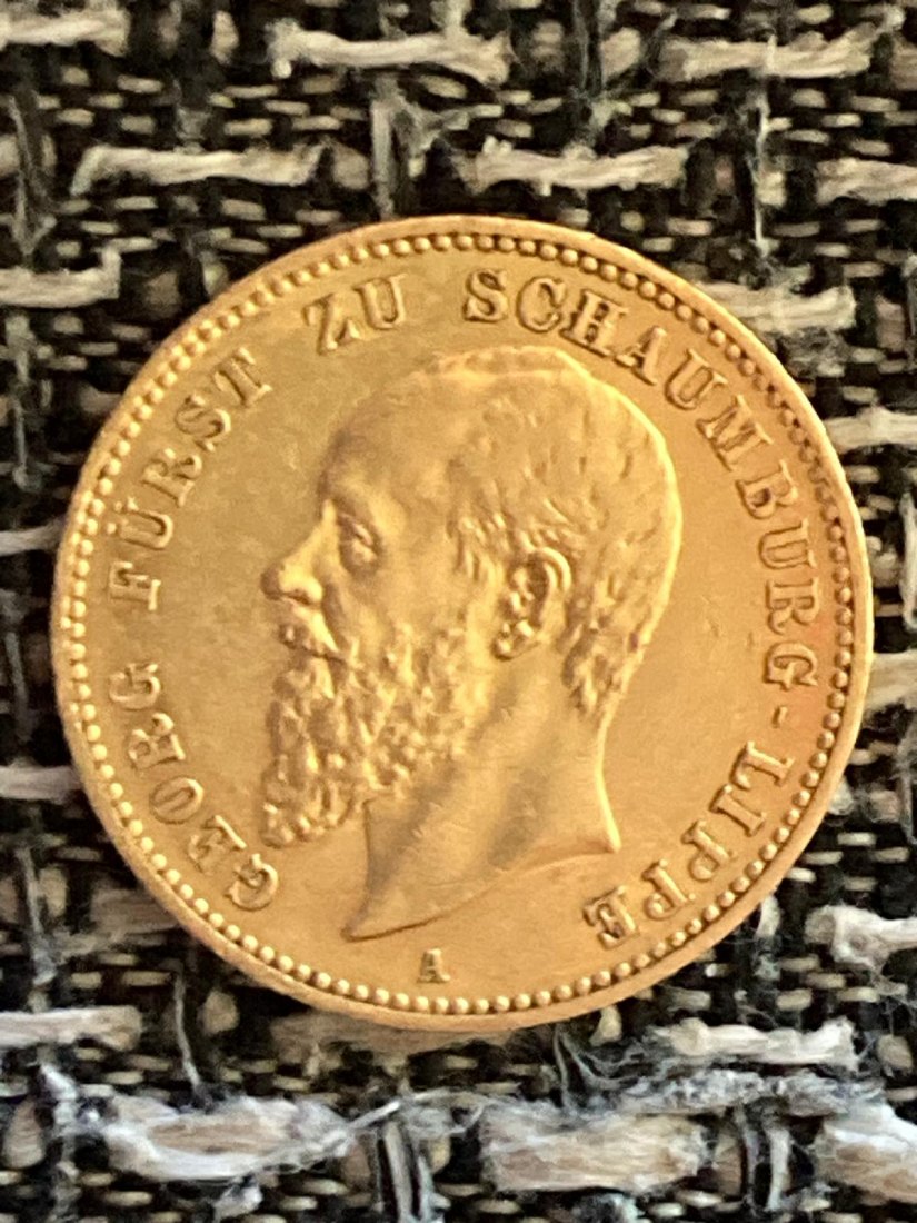  Deutsches Kaiserreich 20 Mark Goldmünze Schaumburg Lippe 1898 NUR 5000 STÜCK !!!!   