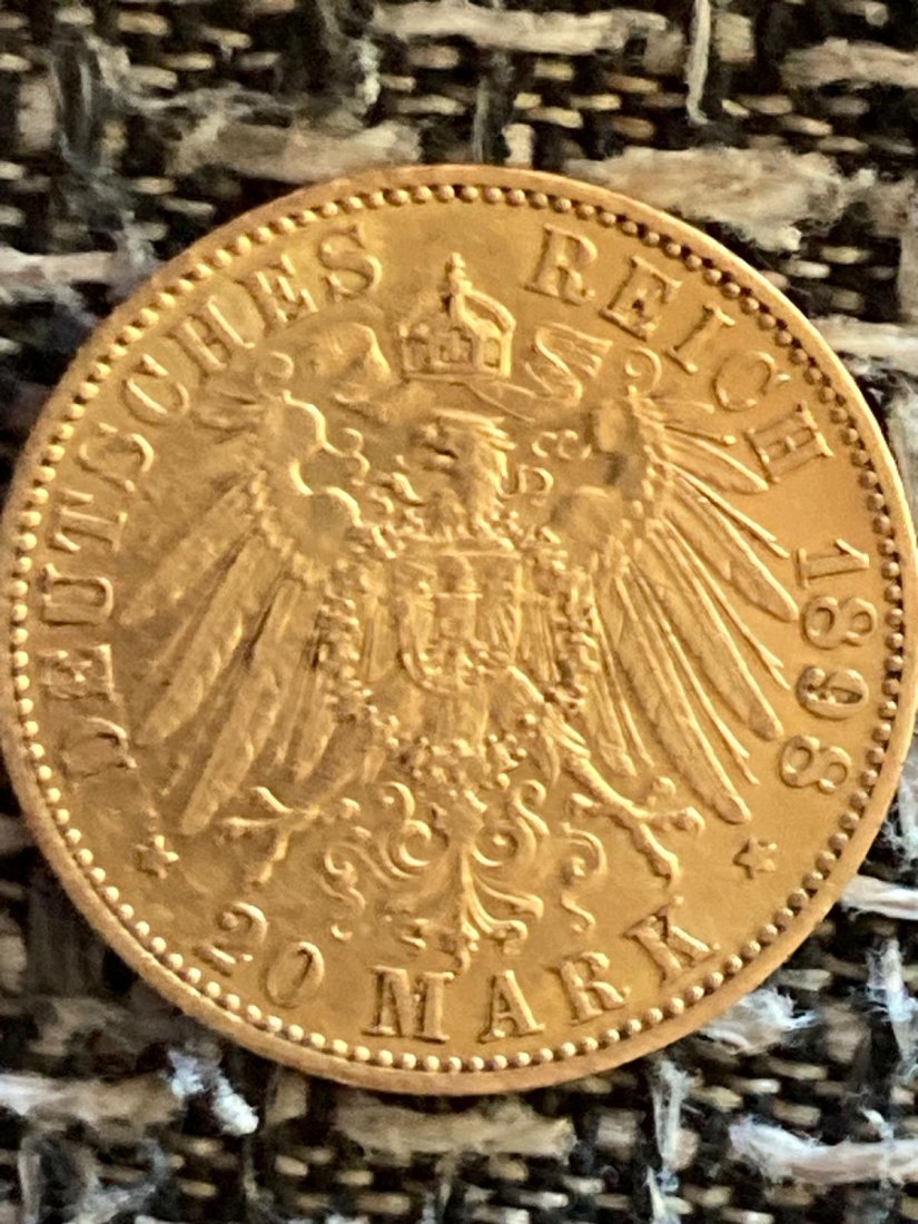 Deutsches Kaiserreich 20 Mark Goldmünze Schaumburg Lippe 1898 NUR 5000 STÜCK !!!!   