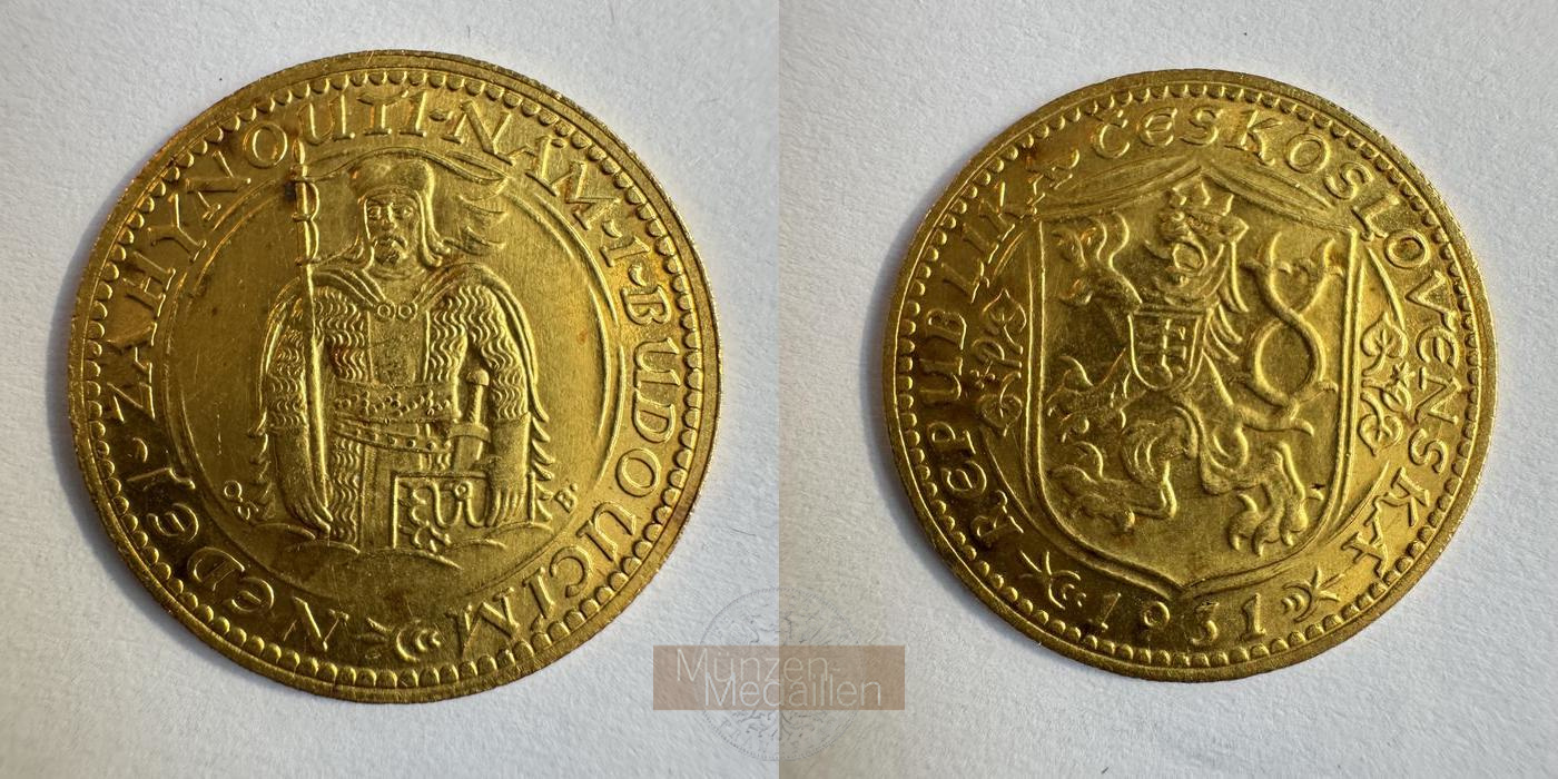 Tschechoslowakei, 1. Republik 1919-1938 MM-Frankfurt Feingewicht: 3,44g 1 Dukat 1931 