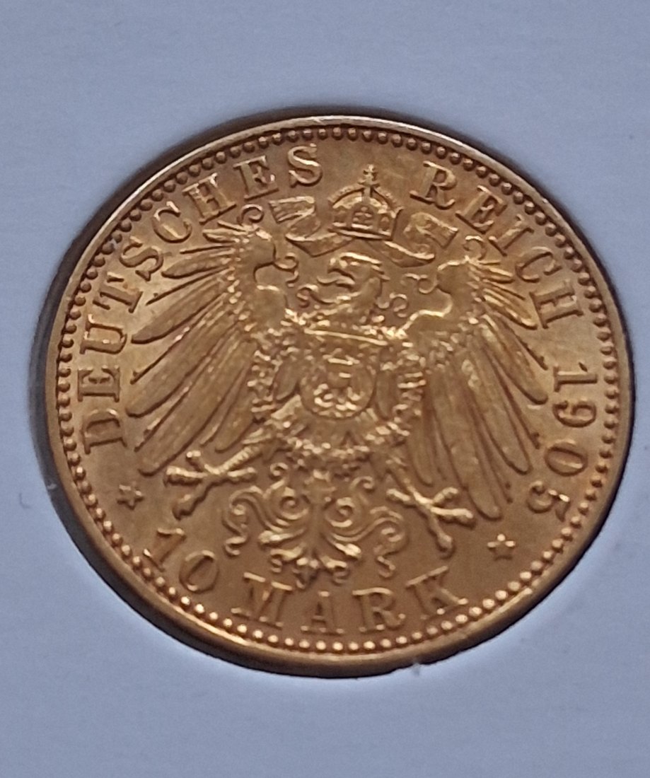  10 Mark Sachsen Friedrich August III.1905 Gold  top Erhaltung   