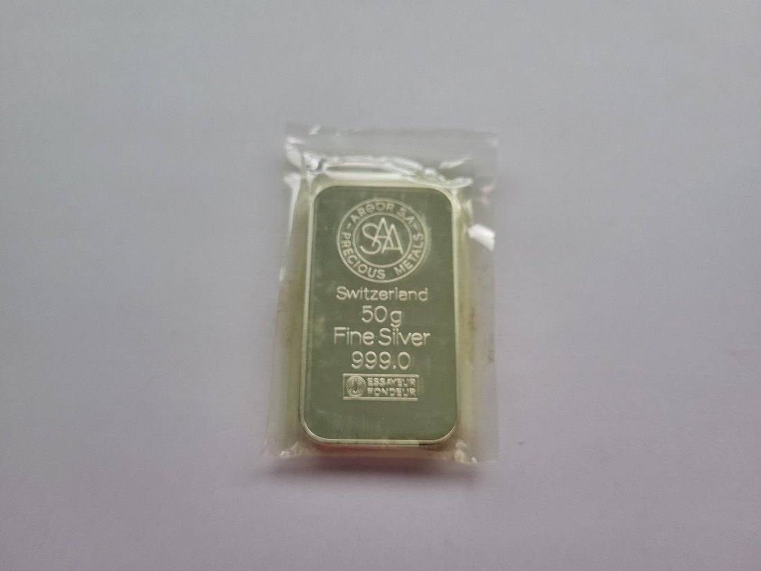  Silberbarren 50 g Argor Ag 999,0 silber Schweiz Spittalgold9800 (5542)   