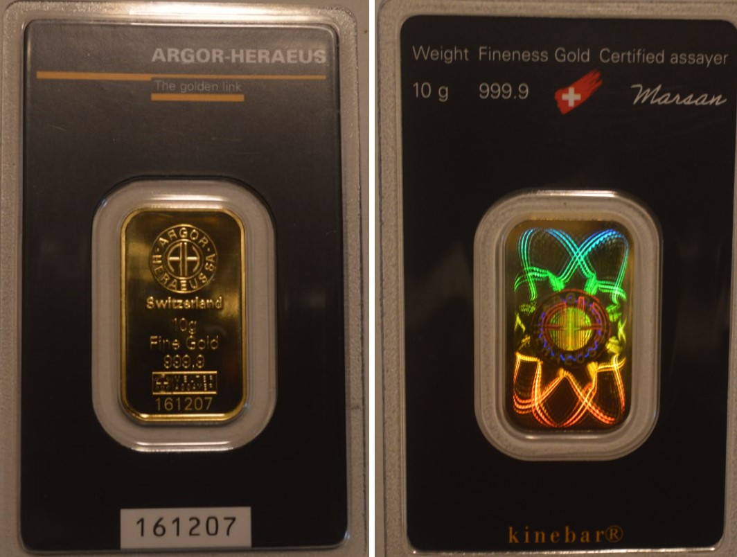  -kirofa - Schweiz - Baren Gold 10 g. KINEBAR - 9999.  ARGOR-HERAEUS. NEU   