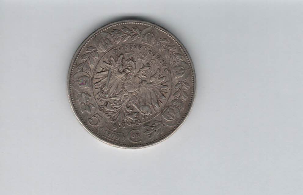  5 Kronen 1909 silber 21,6g fein Kronenwährung Österreich Franz Joseph I. Spittalgold9800 (4783)   