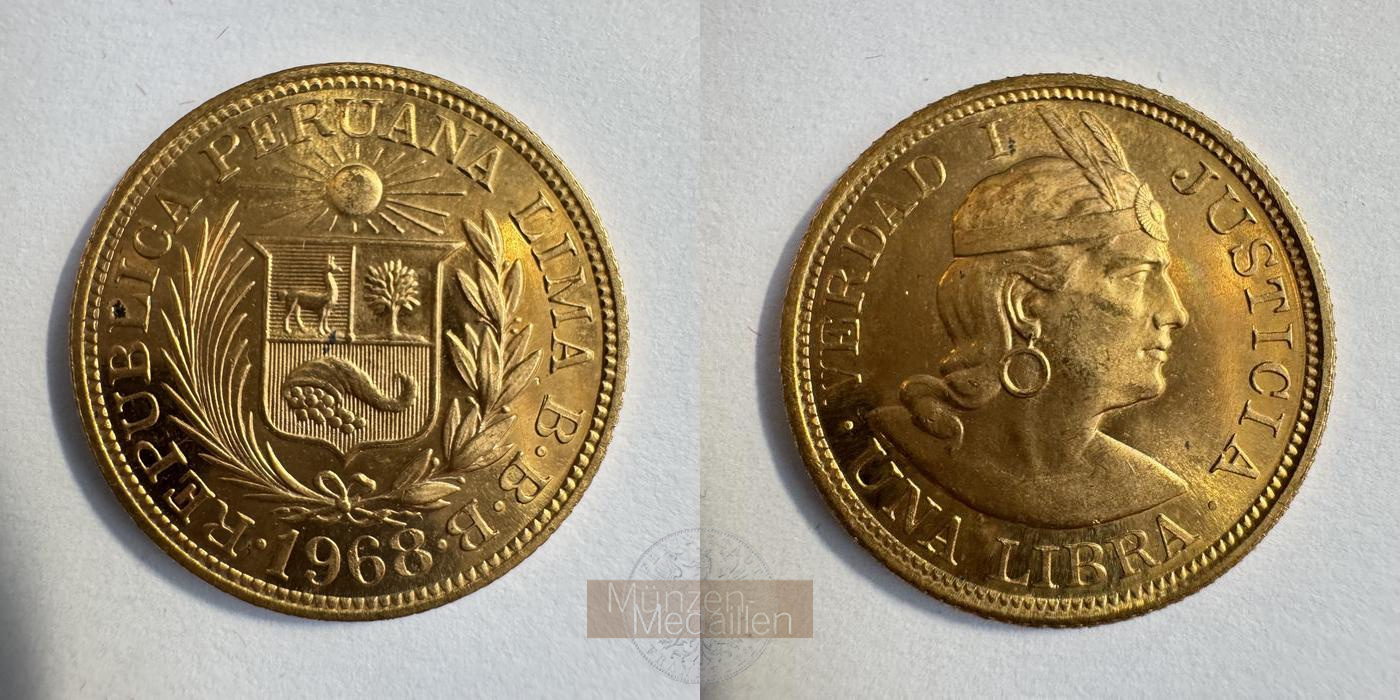  Peru 1 Libra 1968 (1898-1969) MM-Frankfurt KM#207 Feingold: 7,323g   