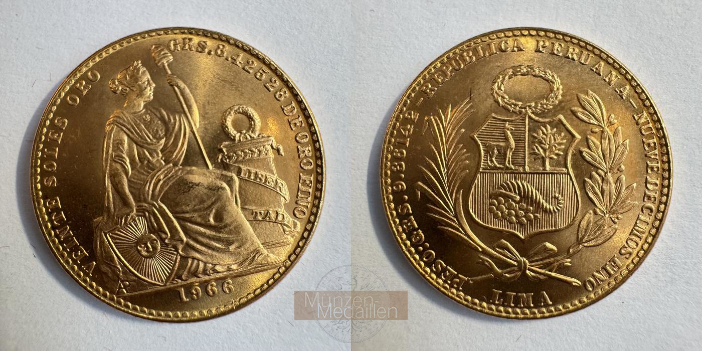  Peru 20 Soles Oro 1966 (1950-1969) MM-Frankfurt KM#229 Feingold: 8,424g   
