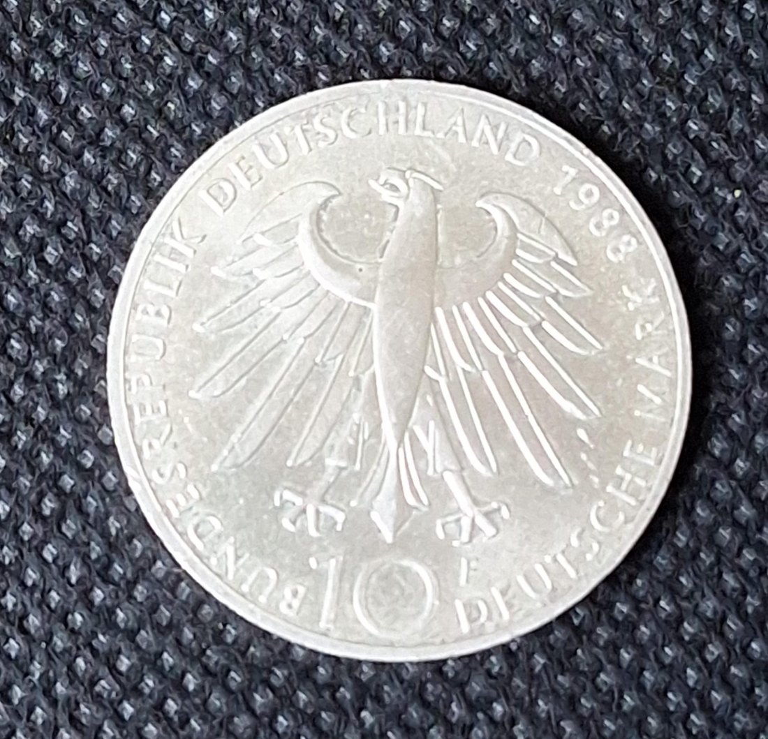  Silbermünze BRD: 10 DM 1988 F Carl Zeiss, Feingewicht 9,69 Gramm   